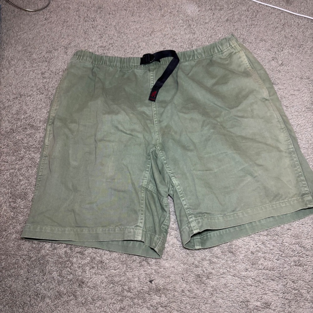 Gramicci G-Shorts Mens XXL Green Cotton Twill Climbing Hiking Belted Shorts